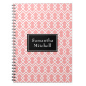 モノグラムモダン幾何学的ピンクブラックノートブック ノートブック (正面)