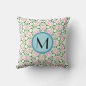 モノグラムモダン幾何学的ピンク花柄 クッション (裏面)