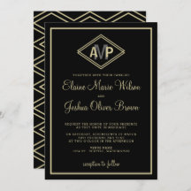 モノグラムモダン幾何学結婚式招待状