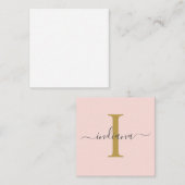 モノグラムモダン手文字金ゴールドグレーピンク ノートカード (正面/裏面)