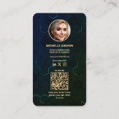 モノグラムモダン技術プロフェッショナルグリーン 名刺 (裏面)