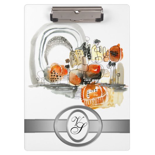 モノグラムモダン抽象化（黒と赤） クリップボード (正面)