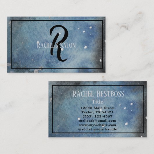 モノグラムモダン抽象芸術アートウォーターカラー 名刺 (正面/裏面)