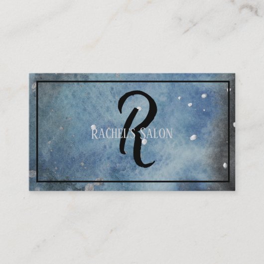 モノグラムモダン抽象芸術アートウォーターカラー 名刺 (正面)