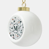 モノグラムモダン抽象芸術テラゾパターン スノーフレークピューターオーナメント (右)