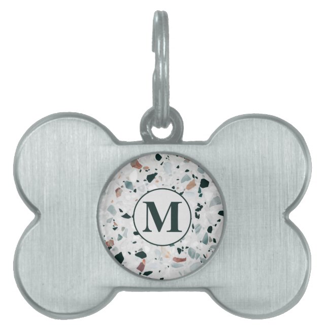 モノグラムモダン抽象芸術テラゾパターン ペットネームタグ (正面)