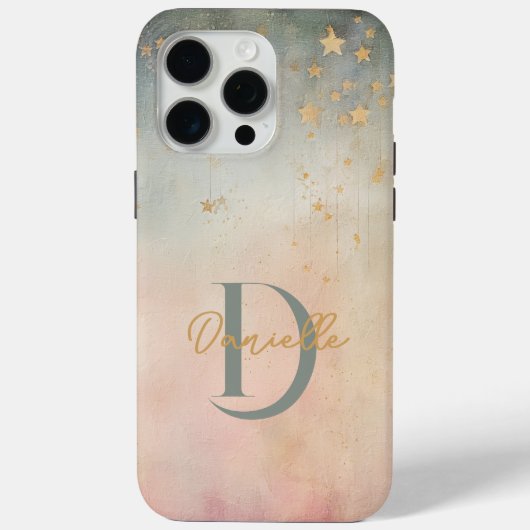 モノグラムモダン抽象芸術名前をカスタムするスターズピンク Case-Mate iPhoneケース (裏面)