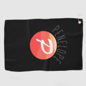 モノグラムモダン文字Pオレンジコーラルピンク黒 ゴルフタオル (横)