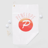 モノグラムモダン文字Pオレンジコーラルピンク ゴルフタオル (インサイチュ)