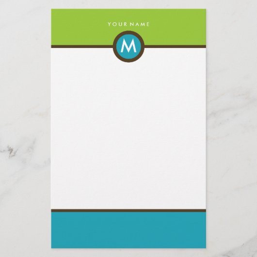 モノグラムモダン文房具 – ビジネスまたは個人 便箋 (正面)