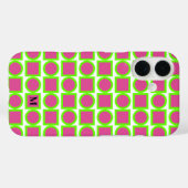 モノグラムモダン明るい赤紫色グリーンジオメトリック Case-Mate iPhoneケース (裏面 (横))