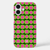 モノグラムモダン明るい赤紫色グリーンジオメトリック Case-Mate iPhoneケース (裏面)