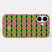 モノグラムモダン明るい赤紫色グリーンジオメトリック Case-Mate iPhoneケース (裏面 (横))