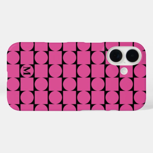 モノグラムモダン明るい赤紫色幾何学トレンディー Case-Mate iPhoneケース (裏面 (横))