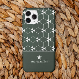 モノグラムモダン星を持つ幾何学的パターン iPhone 13 PROケース