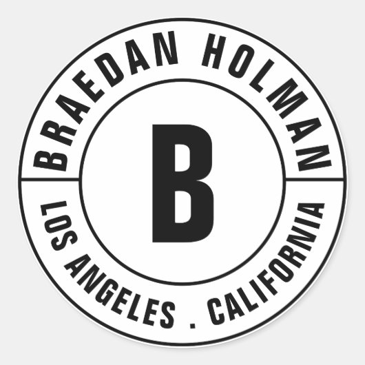 モノグラムモダン曲線文字 ラウンドシール (正面)