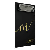 モノグラムモダン書道ブラック金ゴールド名 ミニクリップボード (アングル)