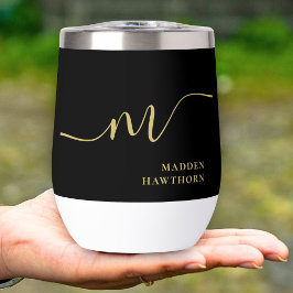 モノグラムモダン書道ブラック金ゴールド花嫁メイド