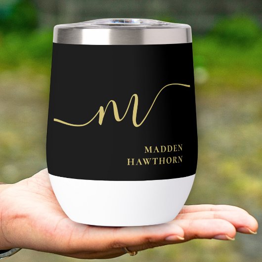 モノグラムモダン書道ブラック金ゴールド花嫁メイド