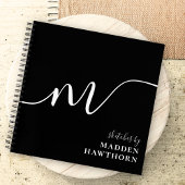 モノグラムモダン書道白黒スケッチブック ノートブック