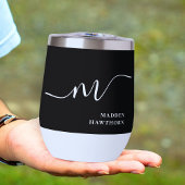 モノグラムモダン書道白黒花嫁