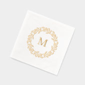 モノグラムモダン植物葉リース 箔ナプキン (左)