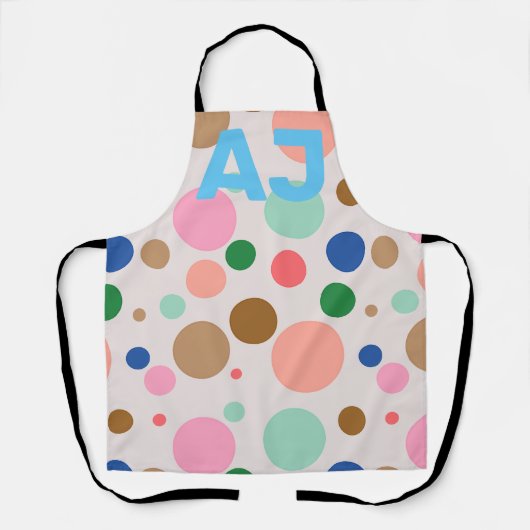 モノグラムモダン水玉模様パターン エプロン (正面)