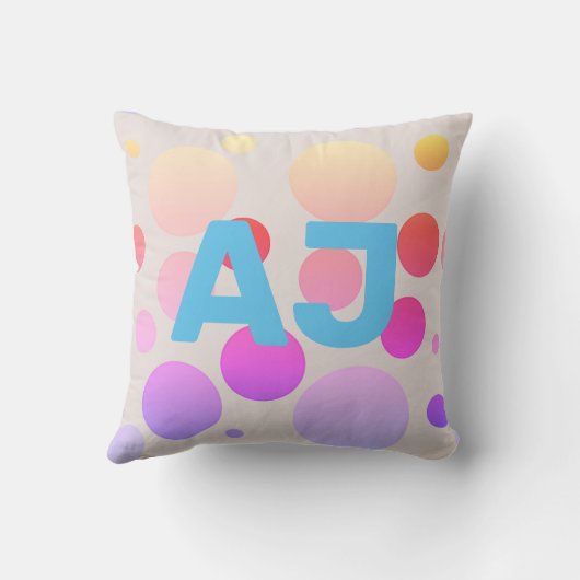 モノグラムモダン水玉模様ピンクパープルグラデーション クッション (裏面)