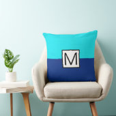 モノグラムモダン濃い青とシアンエレガント クッション (椅子)
