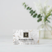 モノグラムモダン白大理石 名刺 (スタンド正面)