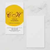モノグラムモダン白黒イエロービジネスカード 名刺 (正面/裏面)