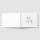 モノグラムモダン白黒エレガントな結婚式 ゲストブック (全面)