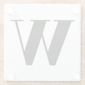 モノグラムモダン白黒カスタムイニシャル文字 ガラスコースター (裏面)