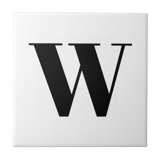 モノグラムモダン白黒カスタムイニシャル文字 タイル (正面)