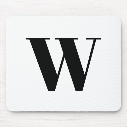 モノグラムモダン白黒カスタムイニシャル文字 マウスパッド (正面)