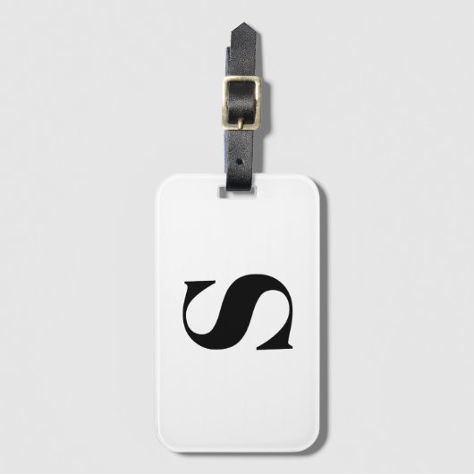 モノグラムモダン白黒カスタムイニシャル文字 ラゲッジタグ (正面縦)