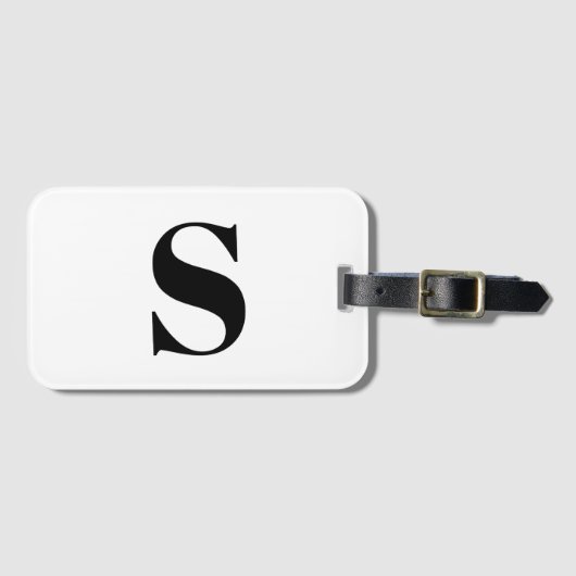 モノグラムモダン白黒カスタムイニシャル文字 ラゲッジタグ (正面横)