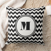 モノグラムモダン白黒シェブロン模様 クッション (ブランケット)