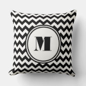 モノグラムモダン白黒シェブロン模様 クッション (正面)