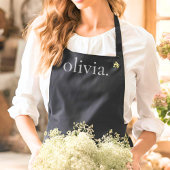 モノグラムモダン白黒シンプルエレガント名 エプロン