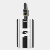 モノグラムモダン白黒ストライプイニシャル ラゲッジタグ (正面縦)