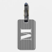 モノグラムモダン白黒ストライプイニシャル ラゲッジタグ (裏面縦)