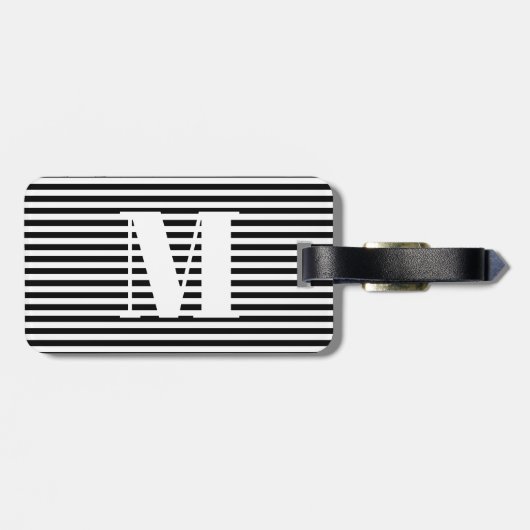 モノグラムモダン白黒ストライプイニシャル ラゲッジタグ (裏面横)