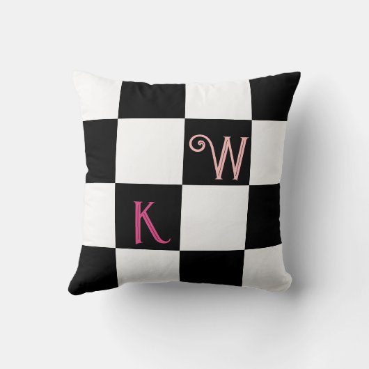 モノグラムモダン白黒チェック クッション (裏面)