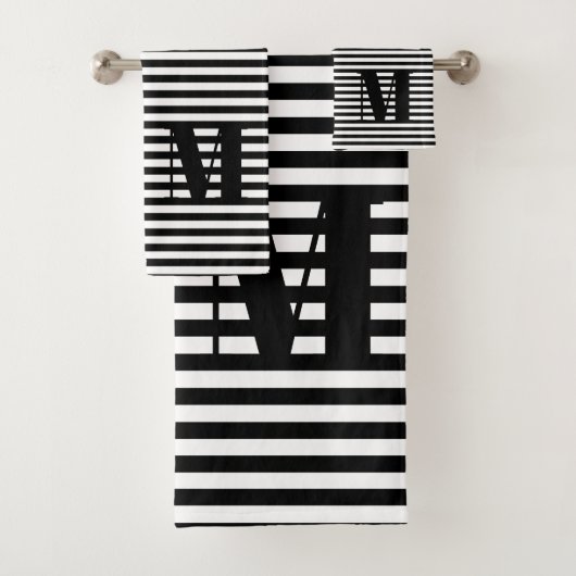 モノグラムモダン白黒パタストライプーン バスタオルセット (インサイチュ)