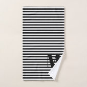 モノグラムモダン白黒パタストライプーン バスタオルセット (ハンドタオル)