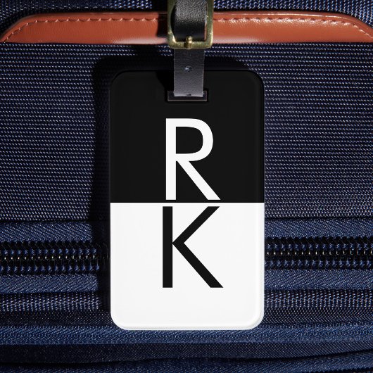 モノグラムモダン白黒パーソナライズされた ラゲッジタグ