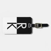 モノグラムモダン白黒パーソナライズされた ラゲッジタグ (正面横)