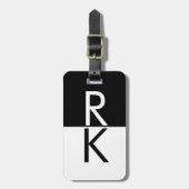 モノグラムモダン白黒パーソナライズされた ラゲッジタグ (正面縦)