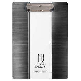 モノグラムモダン白黒ビジネス クリップボード